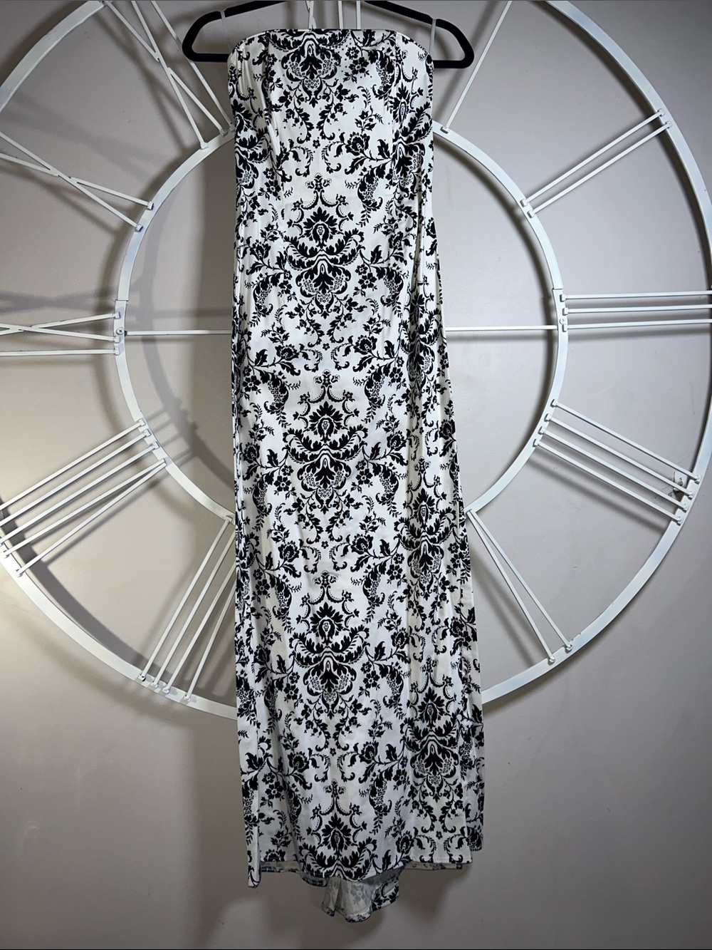 Jessica McClintock for Gunne Sax Strapless Mermaid Tail Damask Maxi Dress